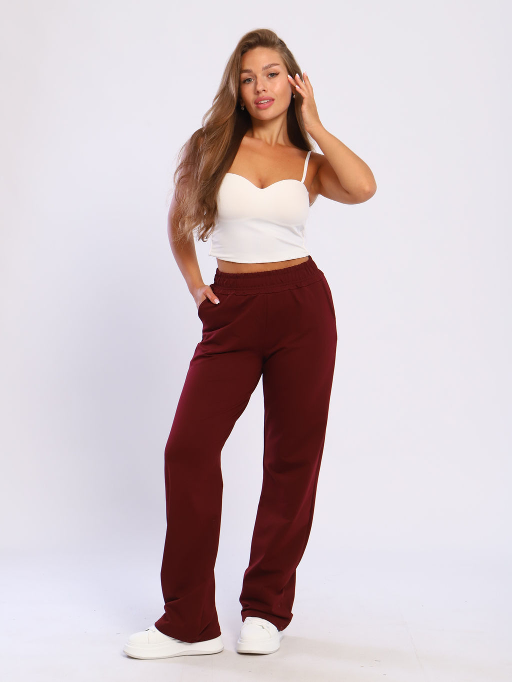 Брюки женские 8-047е (марсала)