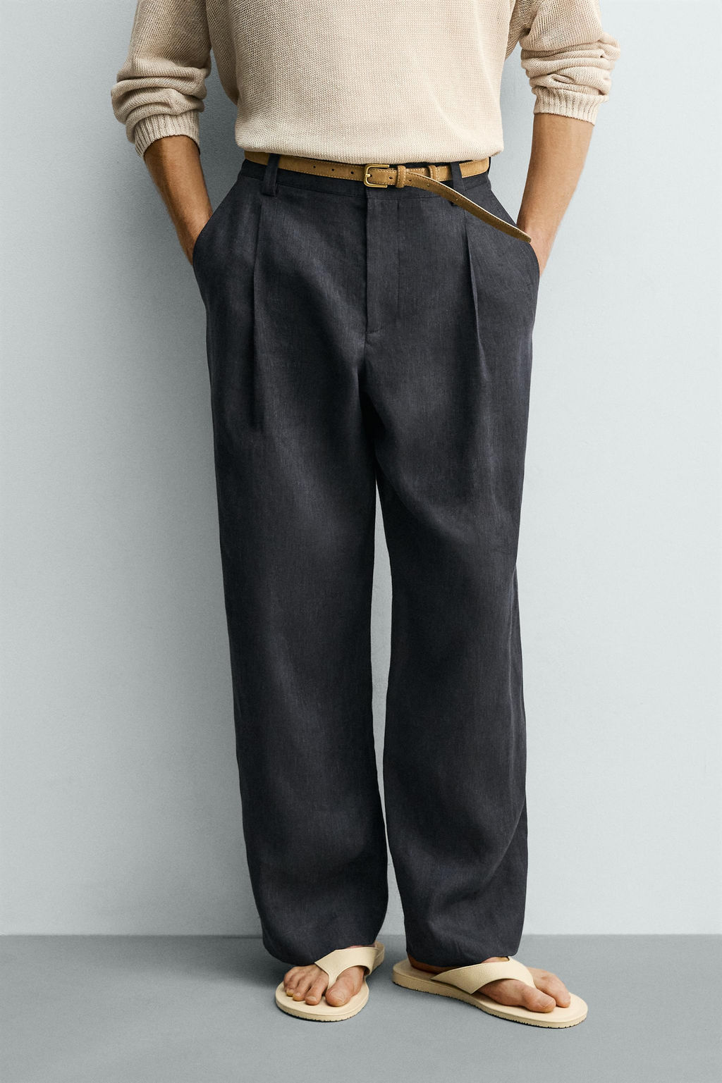 PANTAL?N 100% LINO PLIEGUES / ?ndigo - Zara фото 2