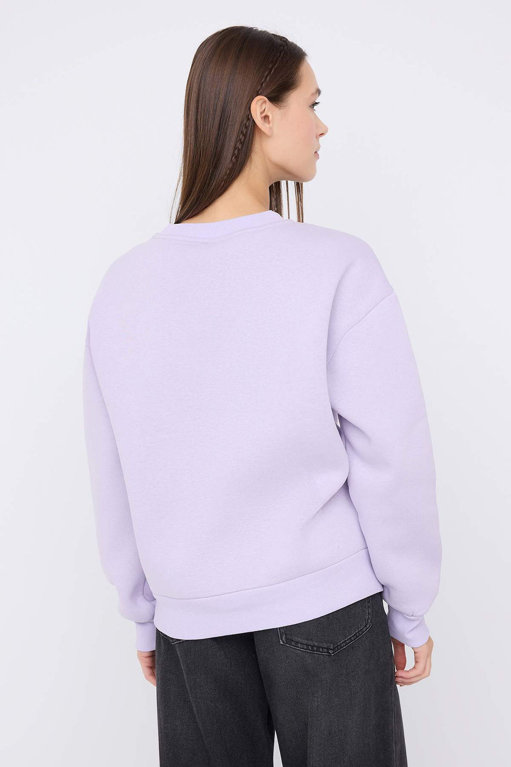 Teen Lila Kopek Nak?sl? Regular/Normal Kal?p Kal?n Ici Polarl? Orme Sweatshirt TWOAW26SW00185 - Trendyolmilla фото 7