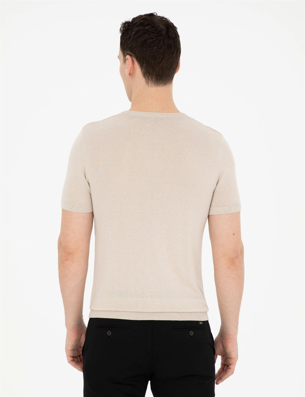 Bej Slim Fit Bisiklet Yaka Triko Ti__rt - Pierre cardin фото 5