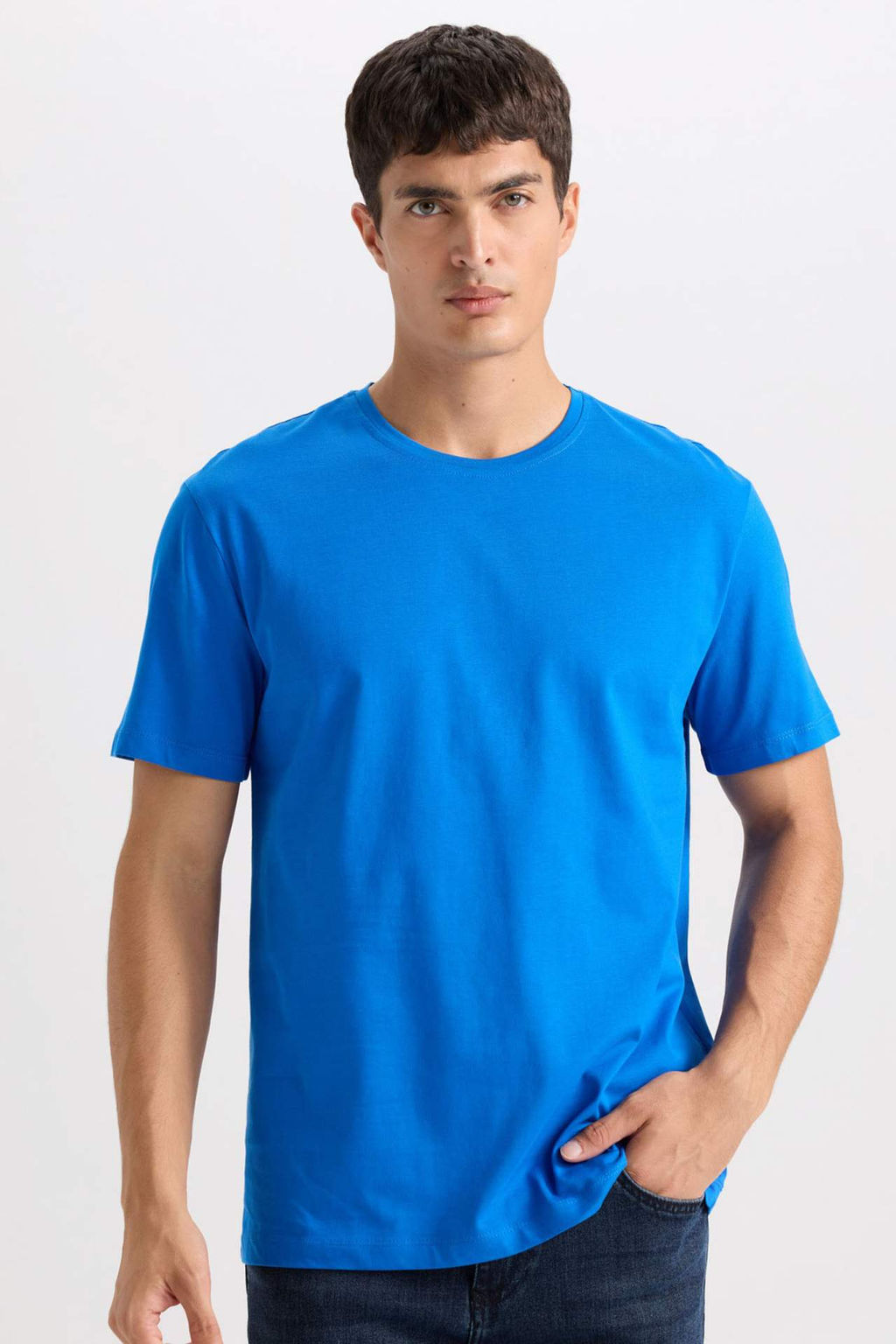 New Regular Fit Bisiklet Yaka Basic Duz K?sa Kollu Tisort - Defacto фото 9
