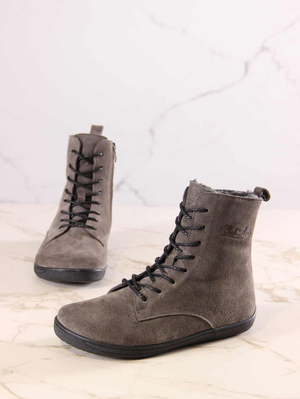 Босоногие ботинки 351.NATAbl.Серый замок замша/байка