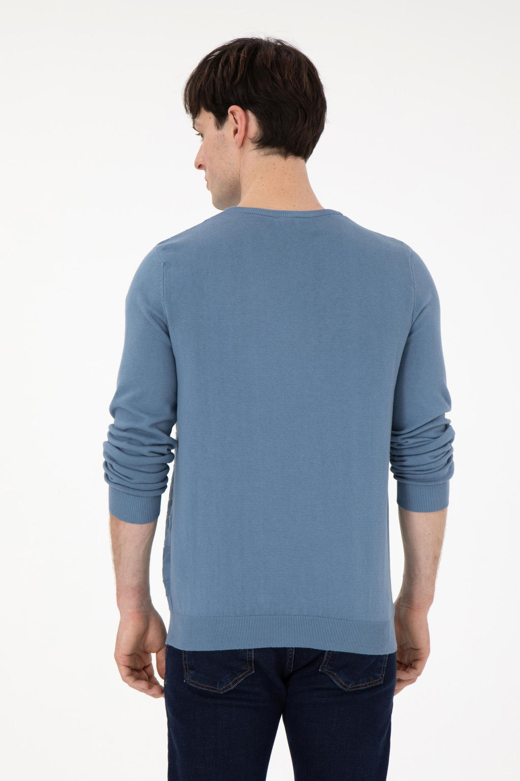 Erkek Slim Fit Bisiklet Yaka Saks Basic Kazak - U.s. polo assn фото 5