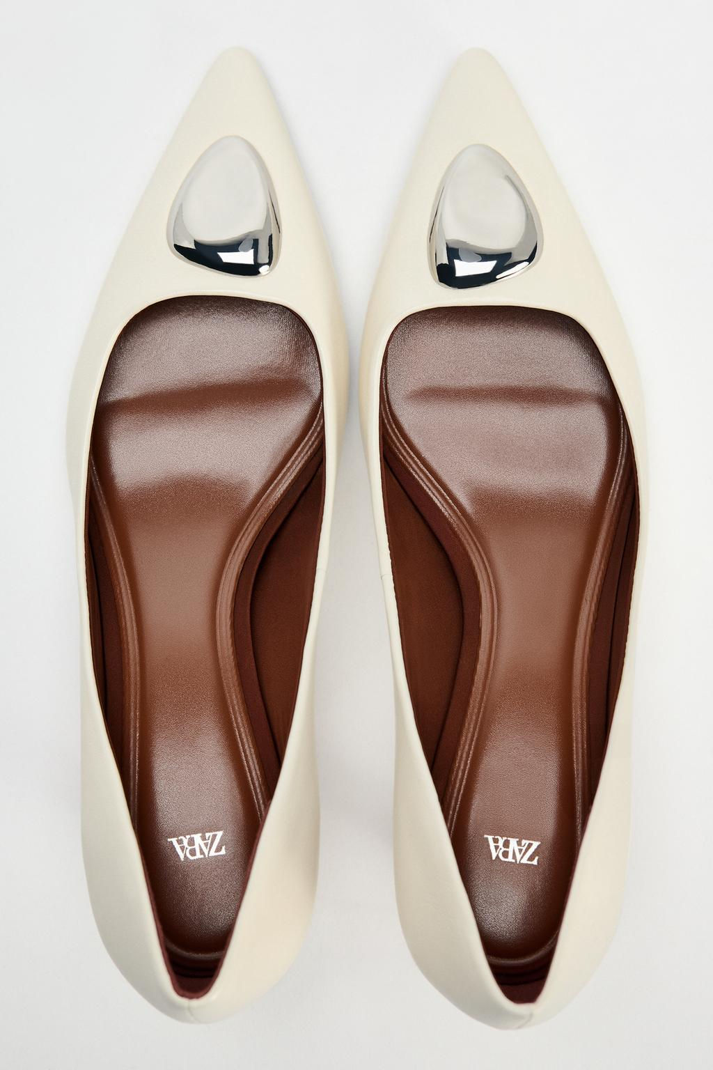 LEATHER HEELS WITH METAL PLATE DETAIL - Zara фото 6