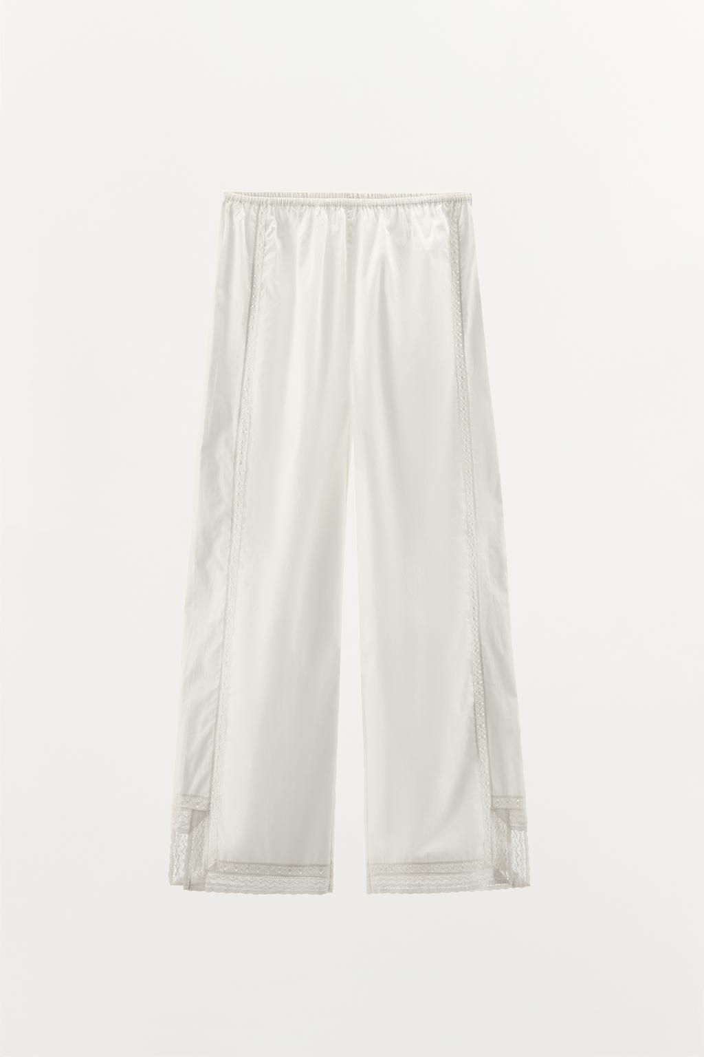 LACE TRIM COTTON PYJAMA BOTTOMS - Zara фото 5