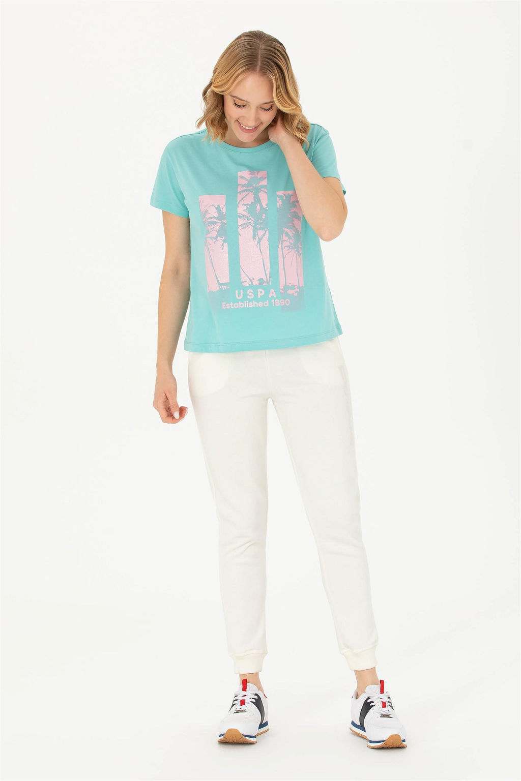 Женские спортивные штаны цвета экрю - U.s. polo assn фото 7