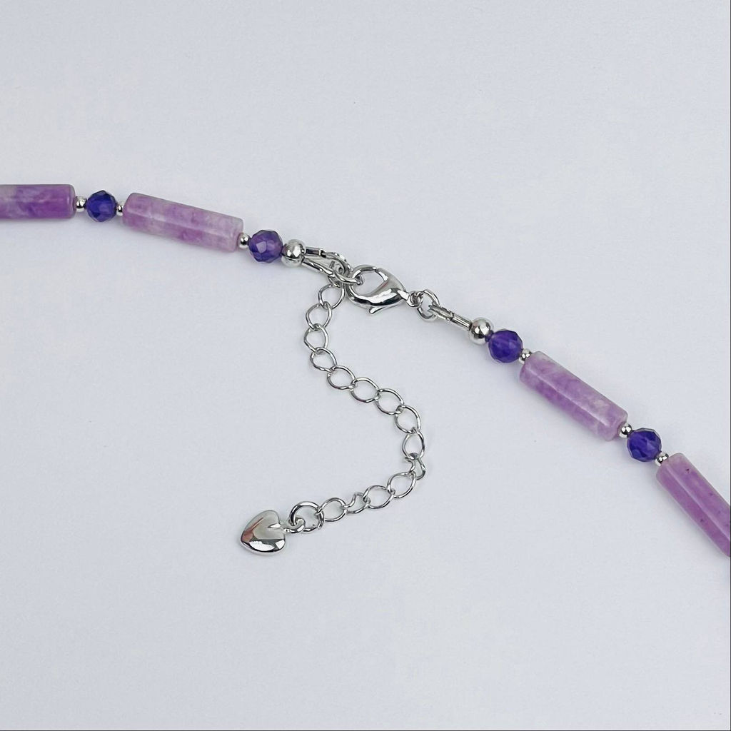 Колье из Лепидолита и Аметиста 39 см +