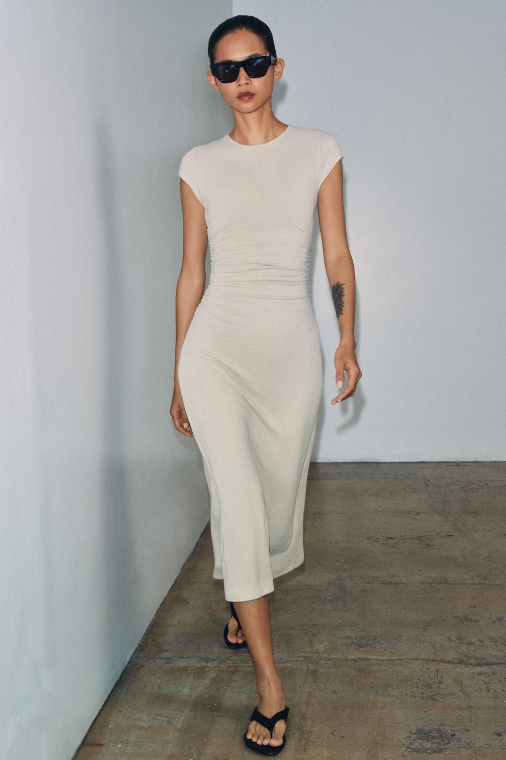 VESTIDO MIDI DRAPEADO / Arena - Zara фото 8