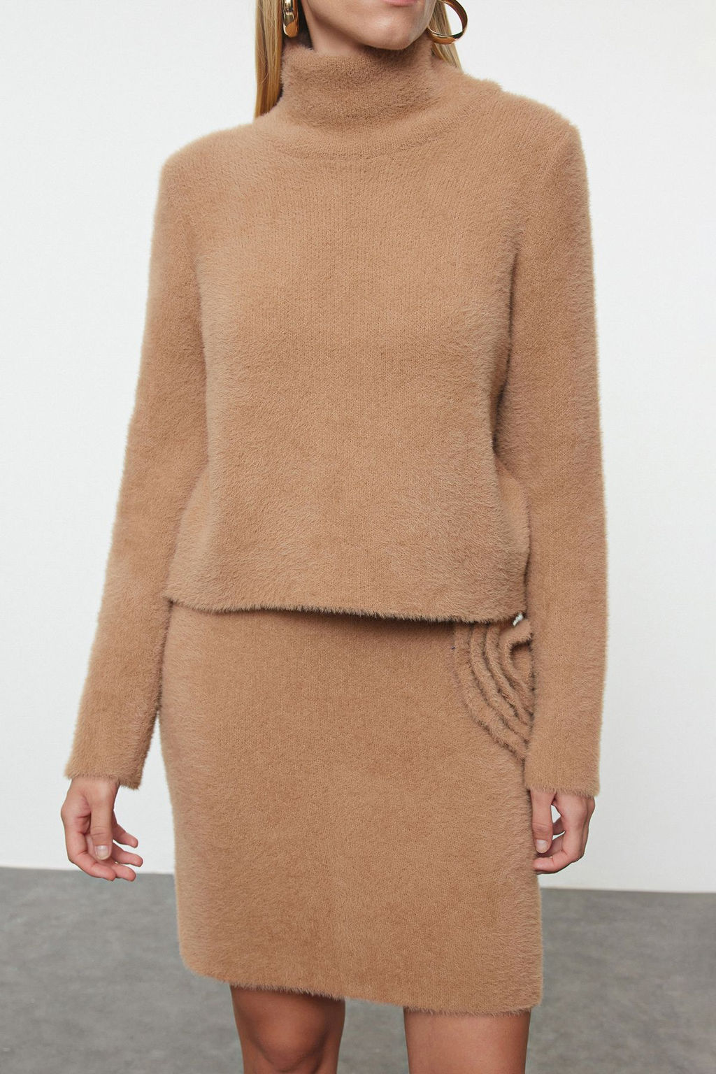 Camel Tuylu Yumusak Dokulu Triko Alt-Ust Tak?m TWOAW25AU00040 - Trendyolmilla фото 3