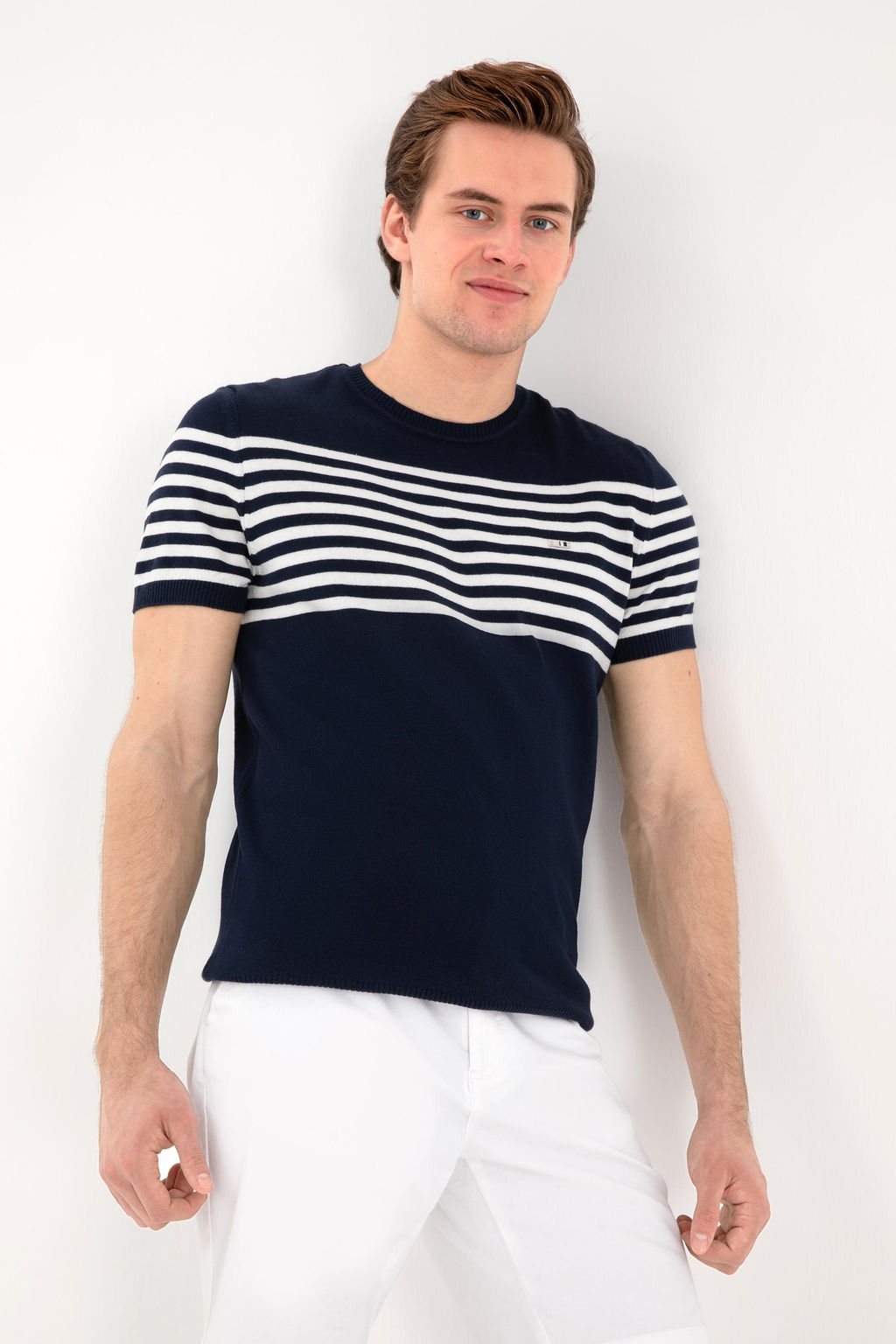 Erkek Slim Fit Bisiklet Yaka Lacivert Triko Ti__rt Sepette S_rpriz _ndirim - U.s. polo assn фото 8
