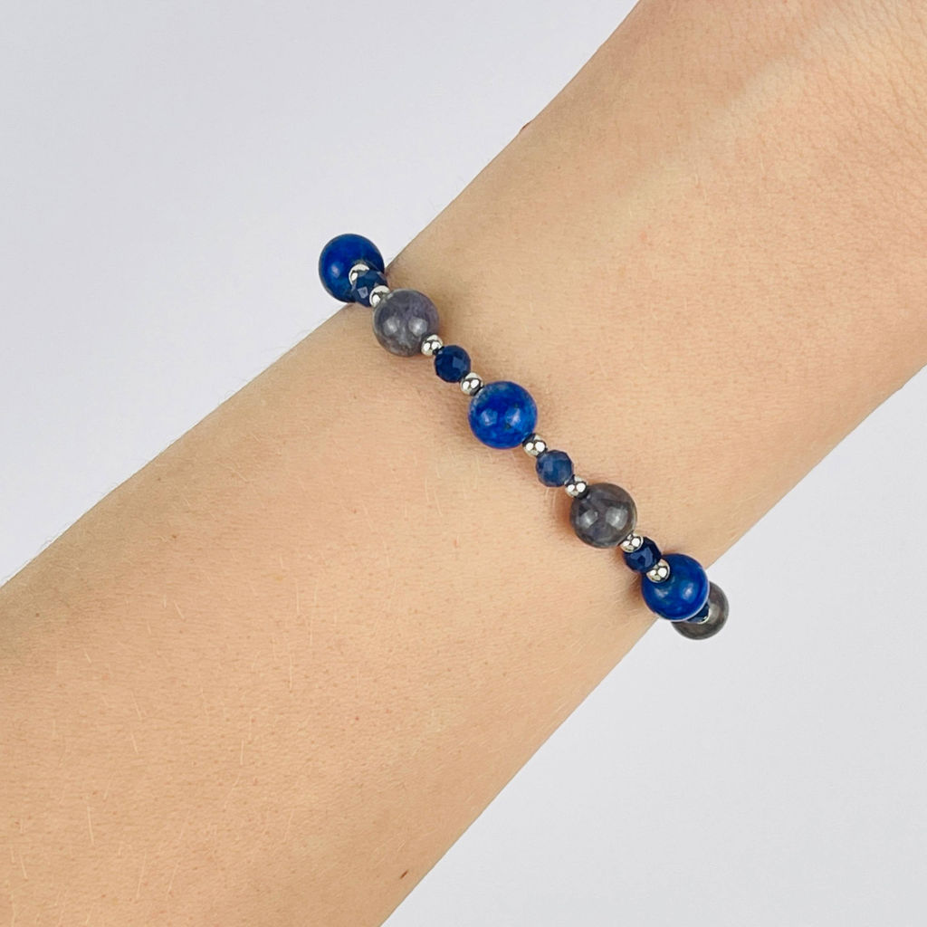 Браслет регулируемый из Лазурита, Иолита и Содалита - Радуга самоцветов фото 2