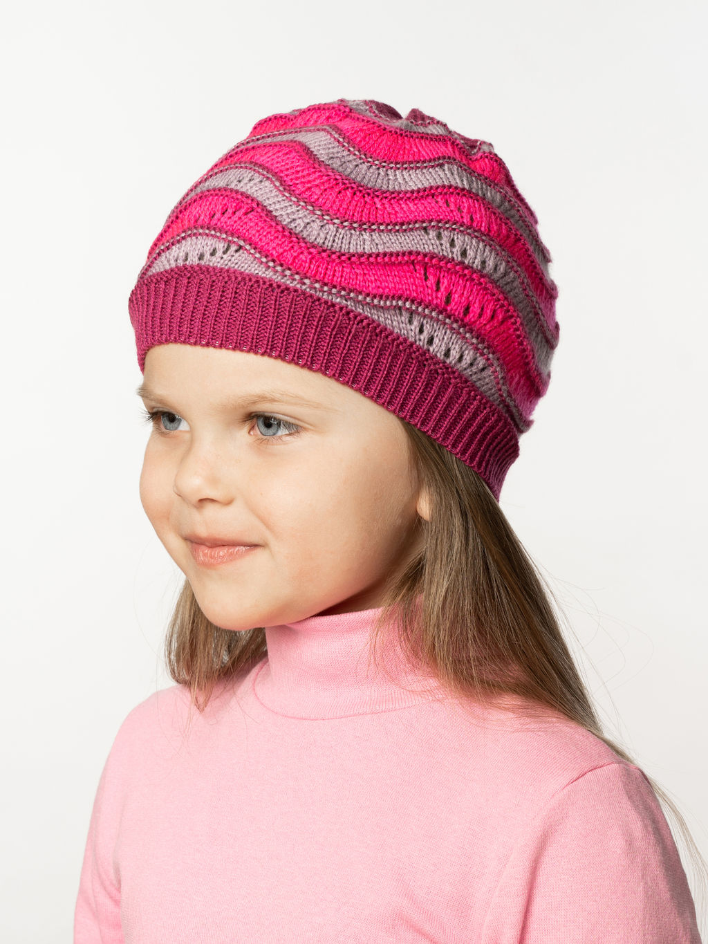 Шапка вязаная Волнушка темнорозовый - Arctic kids фото 2