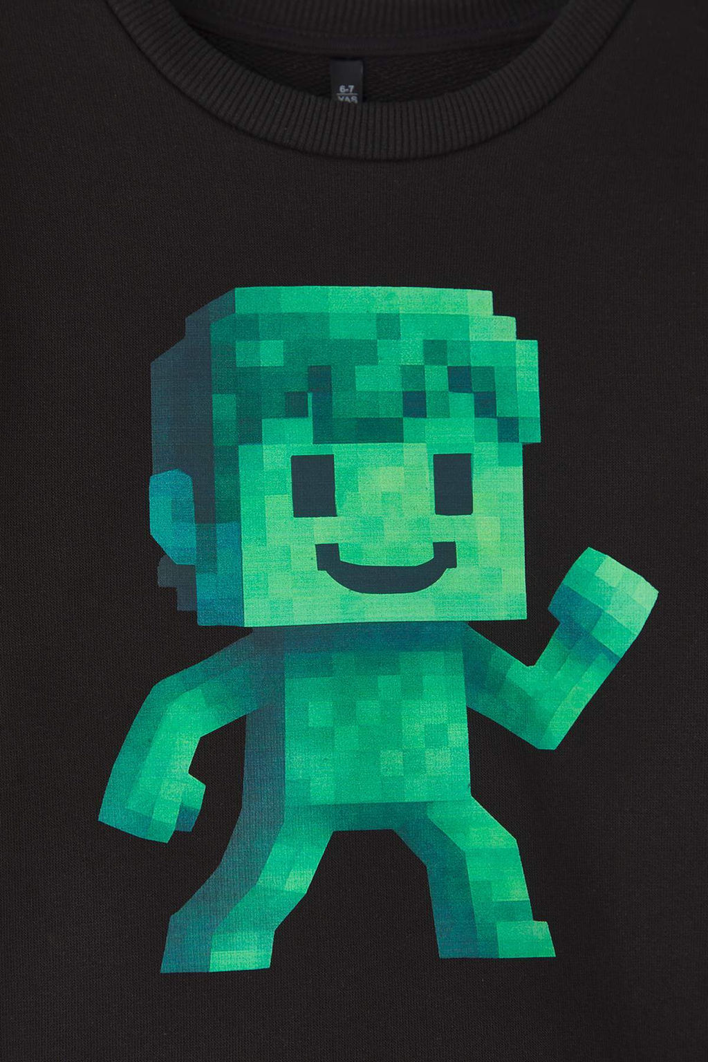 Siyah Bask?l? Regular Erkek Cocuk Orme Sweatshirt TKDAW26SW00051 - Trendyolmilla фото 3