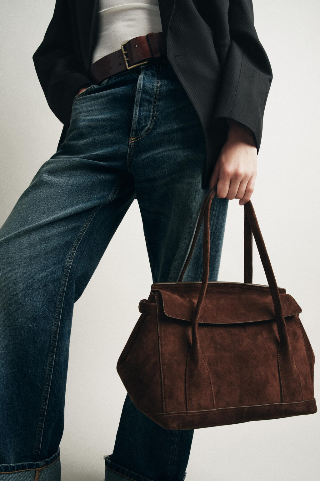 SPLIT SUEDE LEATHER CITY BAG - Zara фото 9