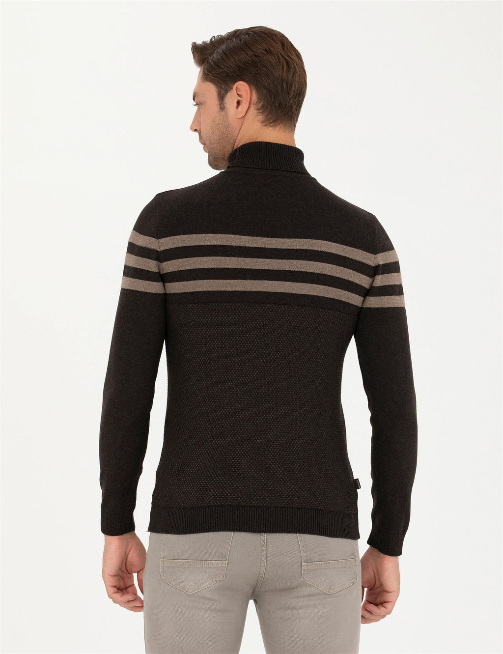 Kahverengi Slim Fit Bal_k__ Yaka Triko Kazak - Pierre cardin фото 5