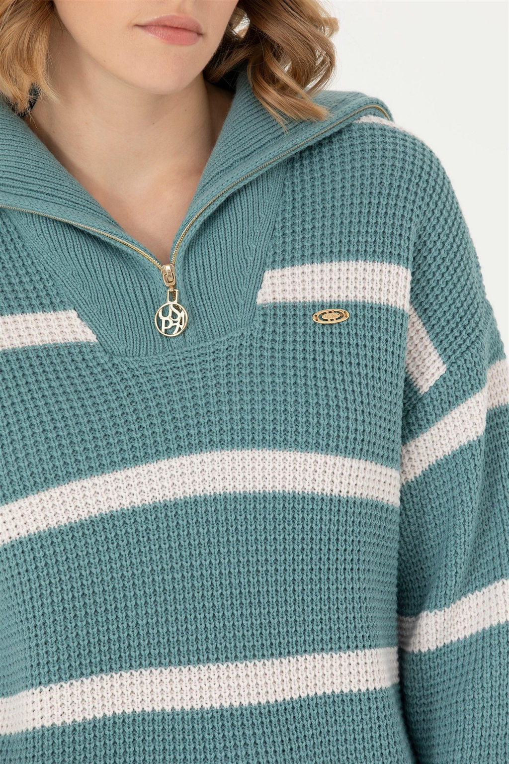 U. S. Polo Assn Женский мятный свитер с v-образным вырезом - U.s. polo assn фото 14