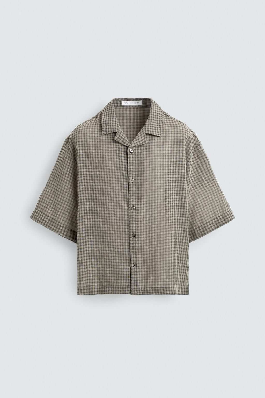 CAMISA RELAXED FIT JACQUARD CUADROS / Verde - Zara фото 7