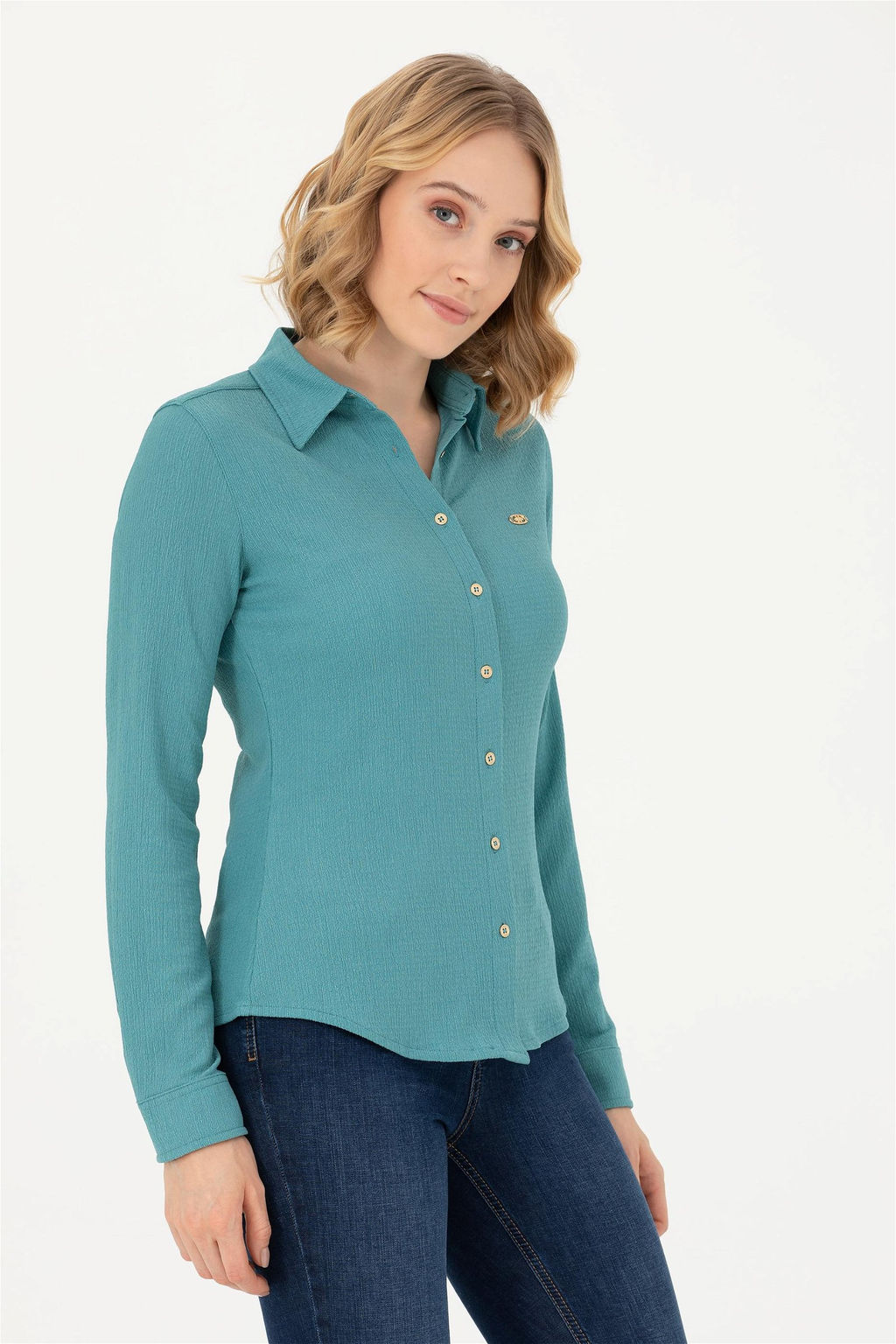 Женская мятная трикотажная рубашка - U.s. polo assn фото 3