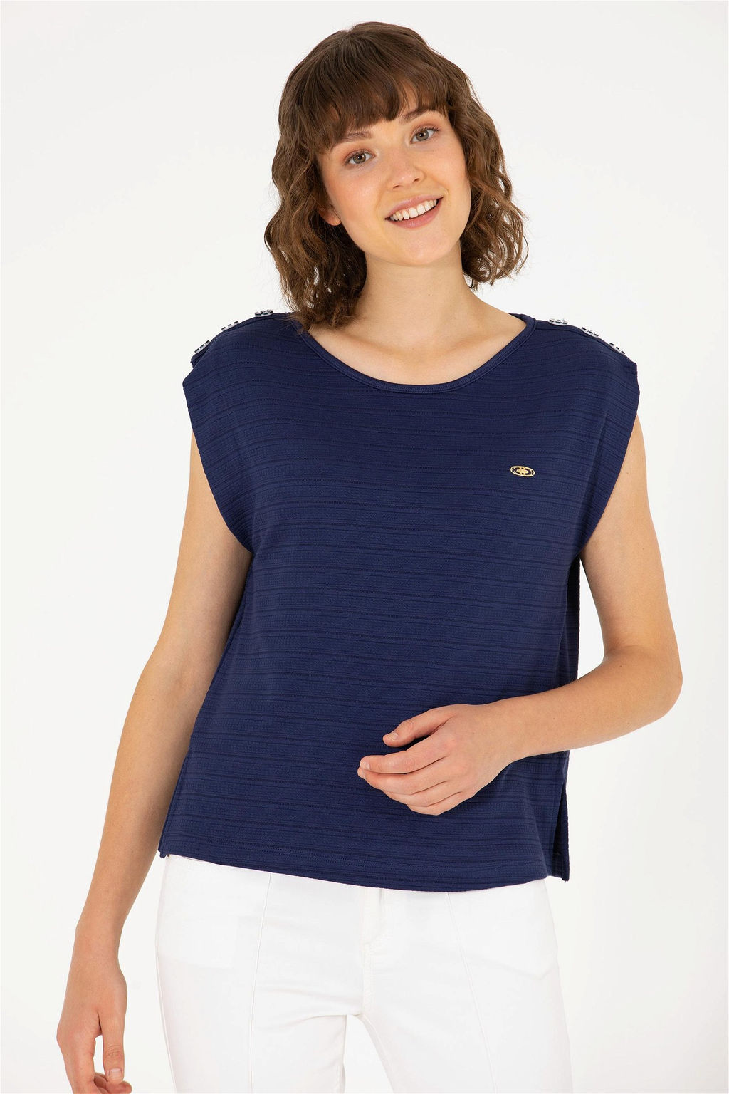 Женская темно-синяя футболка без рукавов с круглым вырезом Неожиданная скидка в корзине - U.s. polo assn фото 4