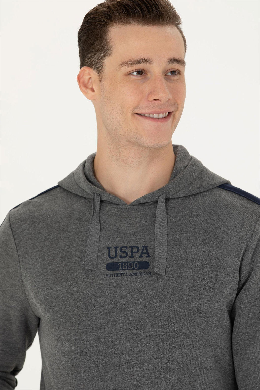 U. S. Polo Assn Мужская толстовка с капюшоном антрацитового меланжевого цвета - U.s. polo assn фото 2