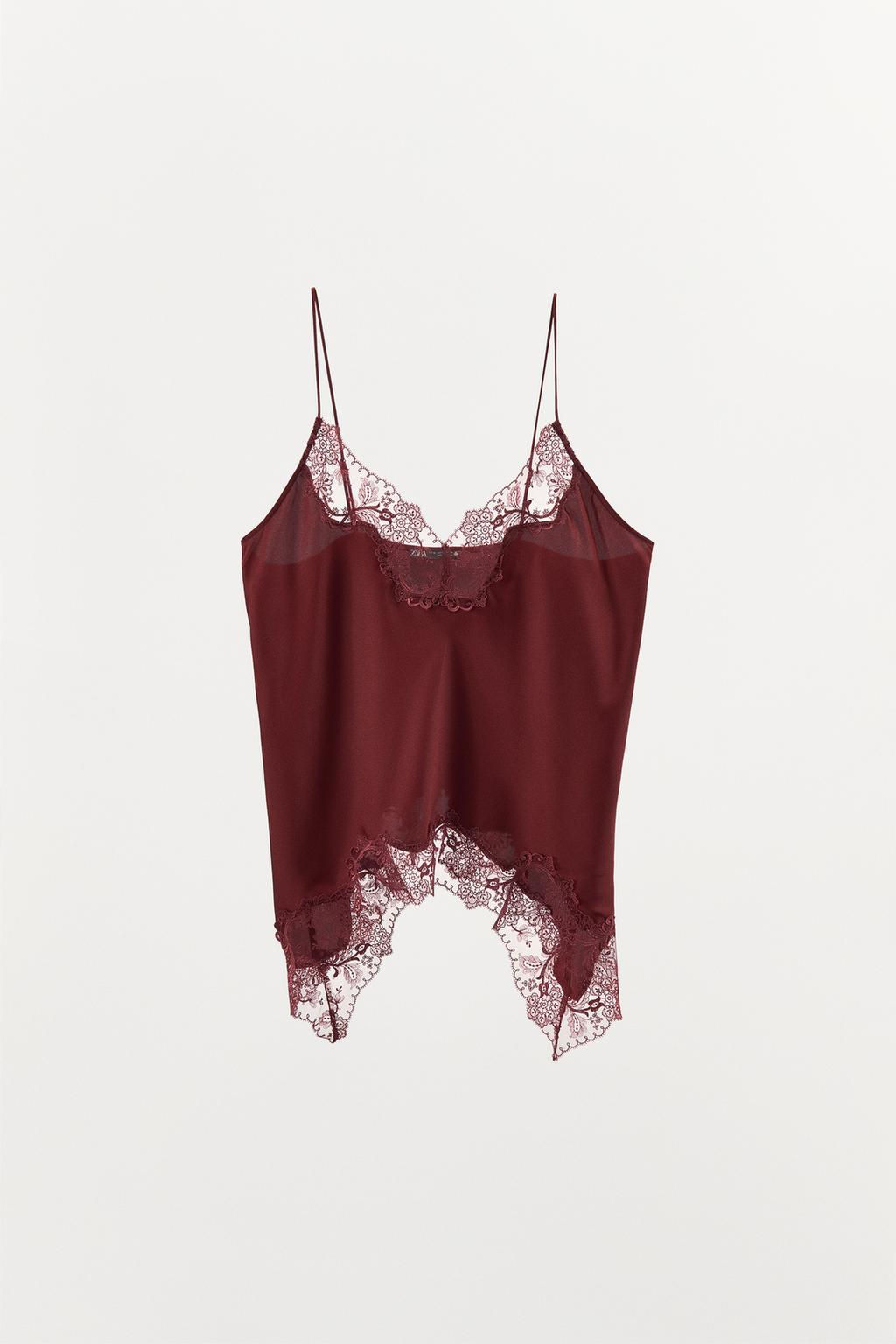 LACE-TRIMMED CAMISOLE TOP - Zara фото 4