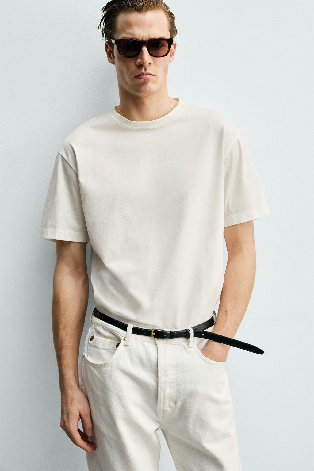 CAMISETA CROPPED FIT ACABADO MERCERIZADO / Blanco - Zara фото 6