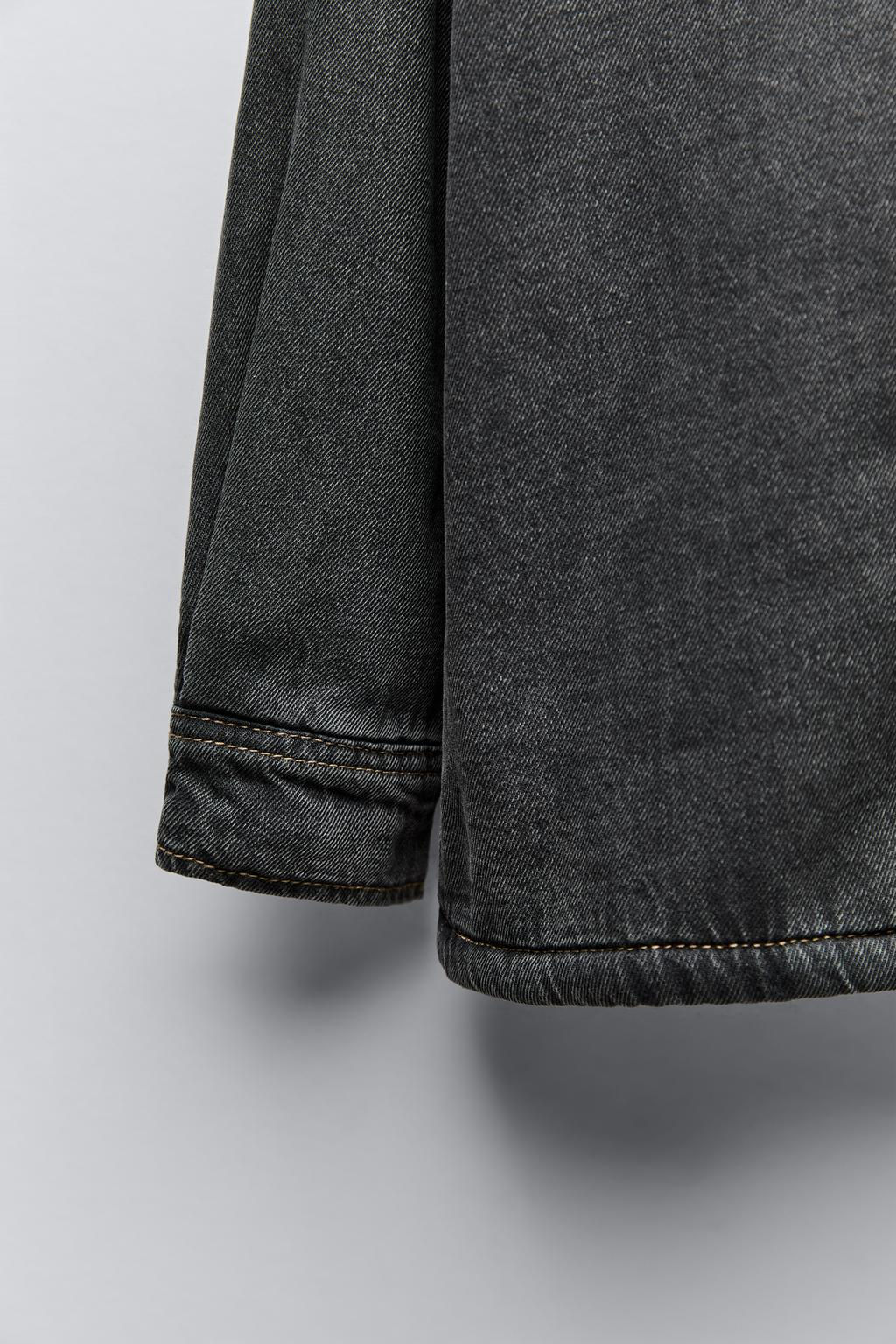 FAUX SHEARLING DENIM OVERSHIRT WITH HOOD - Zara фото 5