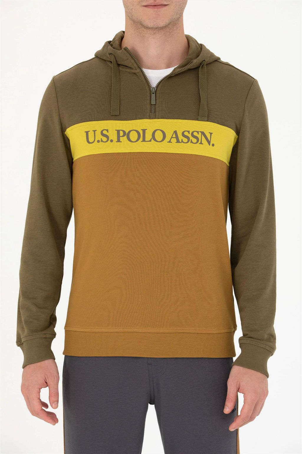 U. S. Polo Assn Мужская толстовка цвета хаки с капюшоном - U.s. polo assn фото 13
