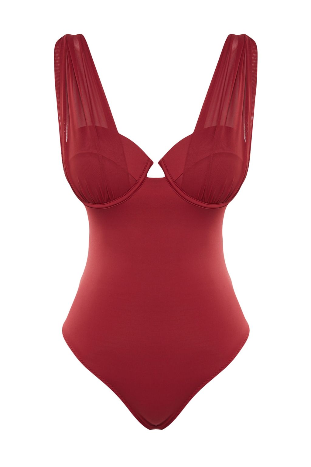 Bordo Balenli Mesh Detayl? Normal Paca Mayo TBESS23MA00317