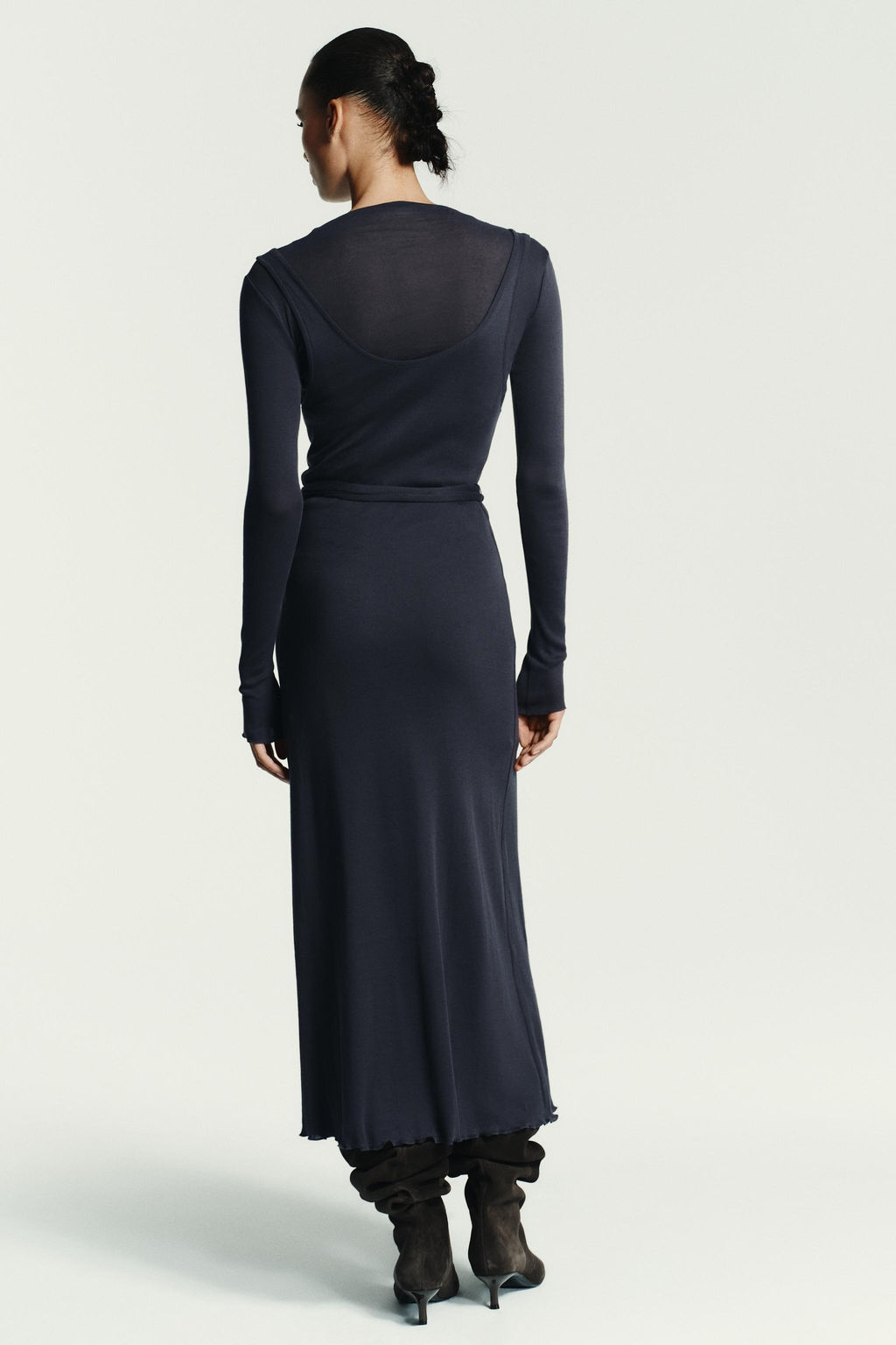 DOUBLE EFFECT DRESS WITH TIE BELT - Zara фото 6