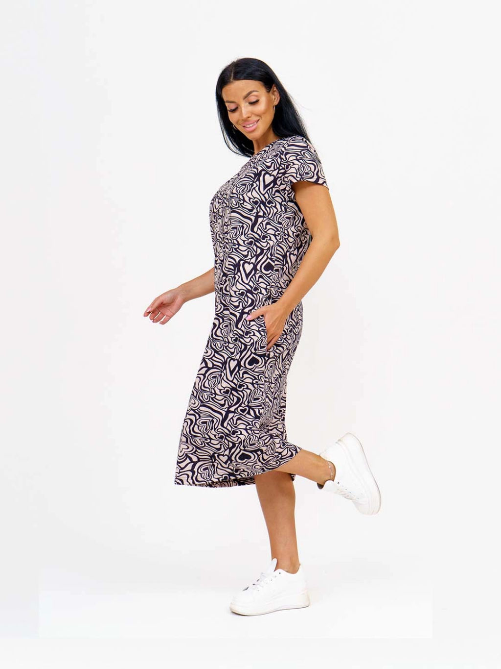 Платье женское, цвет бежевый черный