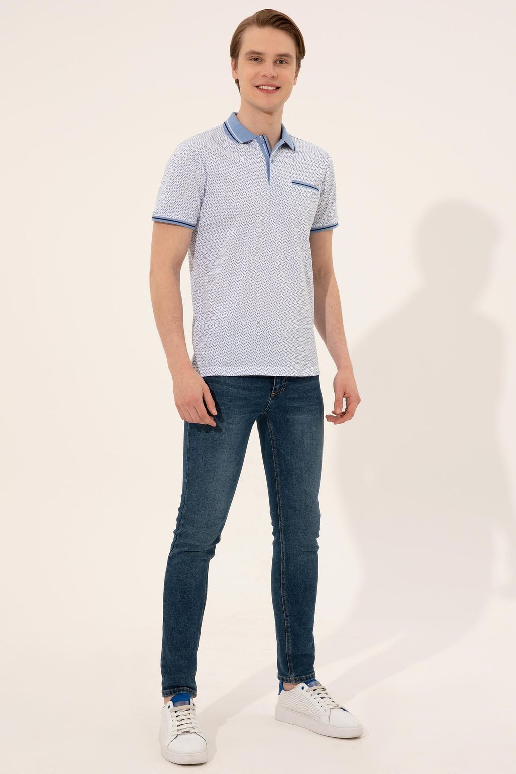 Мужская темно-синяя футболка с воротником поло - U.s. polo assn фото 4