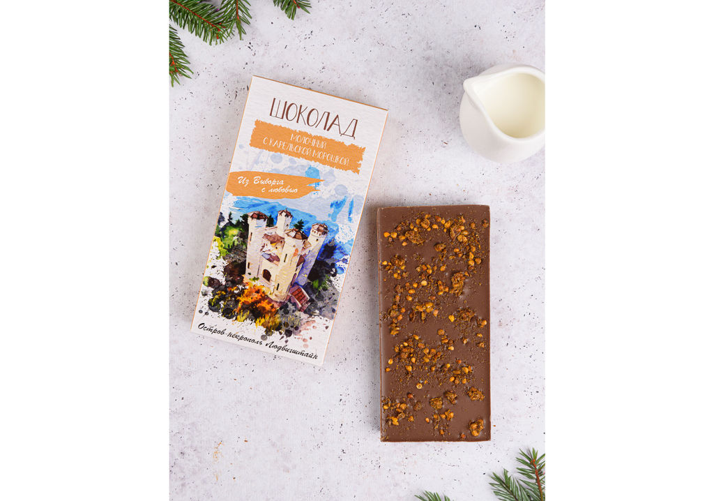 Шоколад молочный с карельской морошкой (виды Выборга)