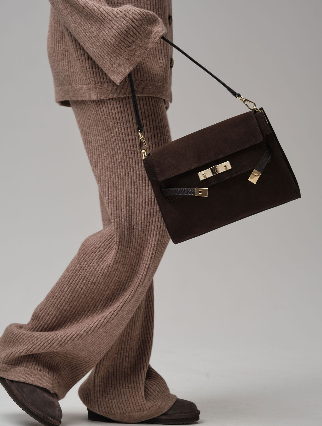 Замшевая сумка Rachel DBR 31361 черный каштан  фото 5