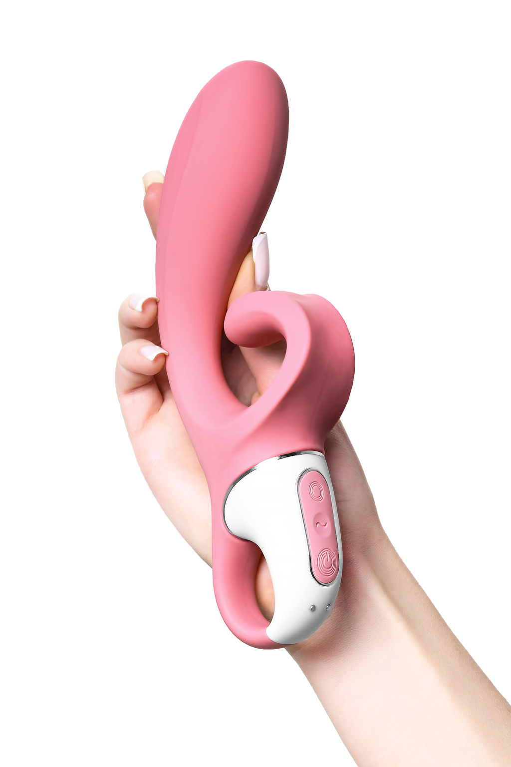 Нереалистичный вибратор Satisfyer Hug me, силикон, розовый  фото 4