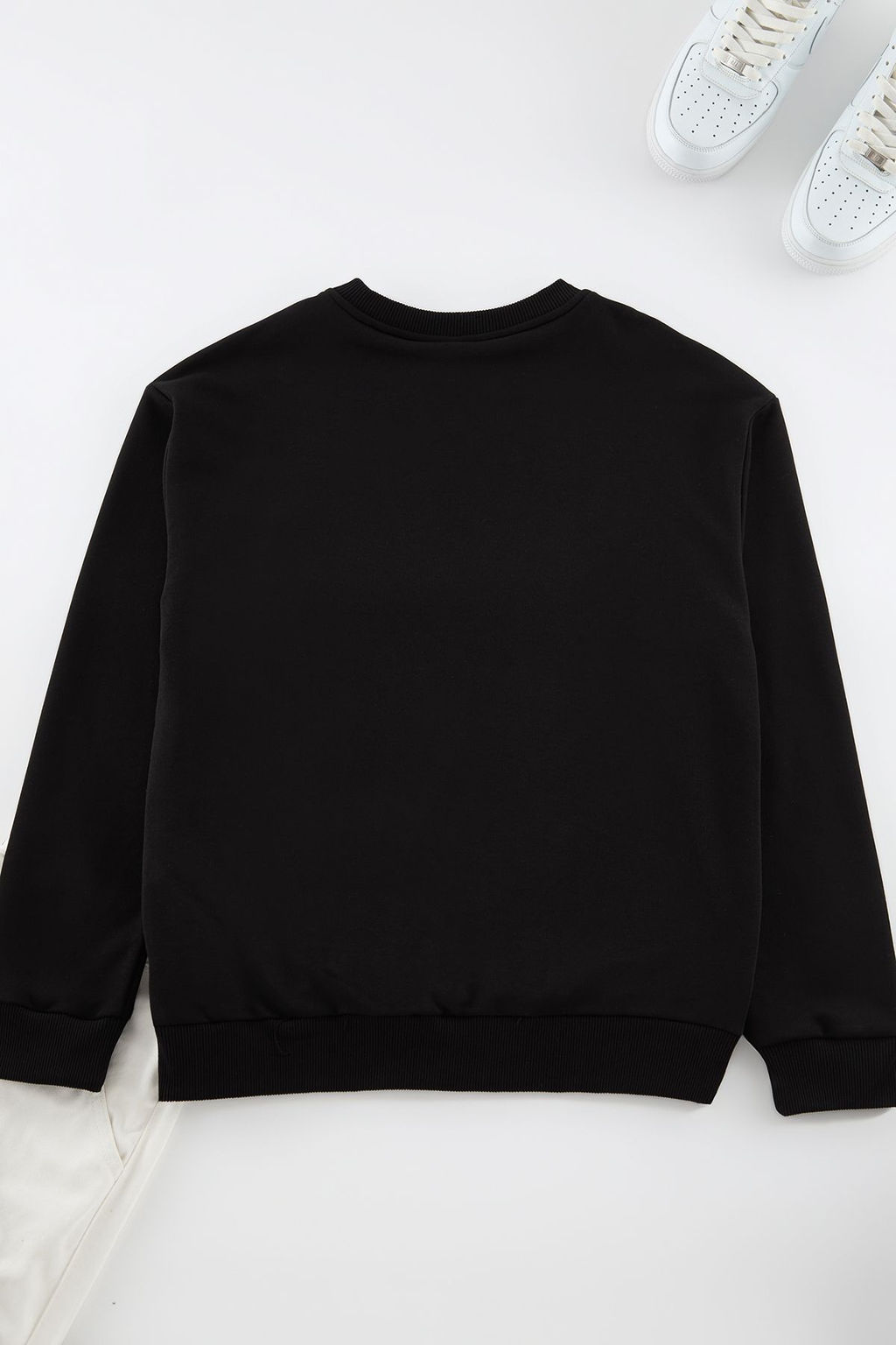 TRENDYOL MAN Siyah Oversize/Genis Kesim Bisiklet Yaka Sanat Tema Aplikeli Ici Polarl? Sweatshirt TMNAW24SW00038 - Trendyolmilla фото 11