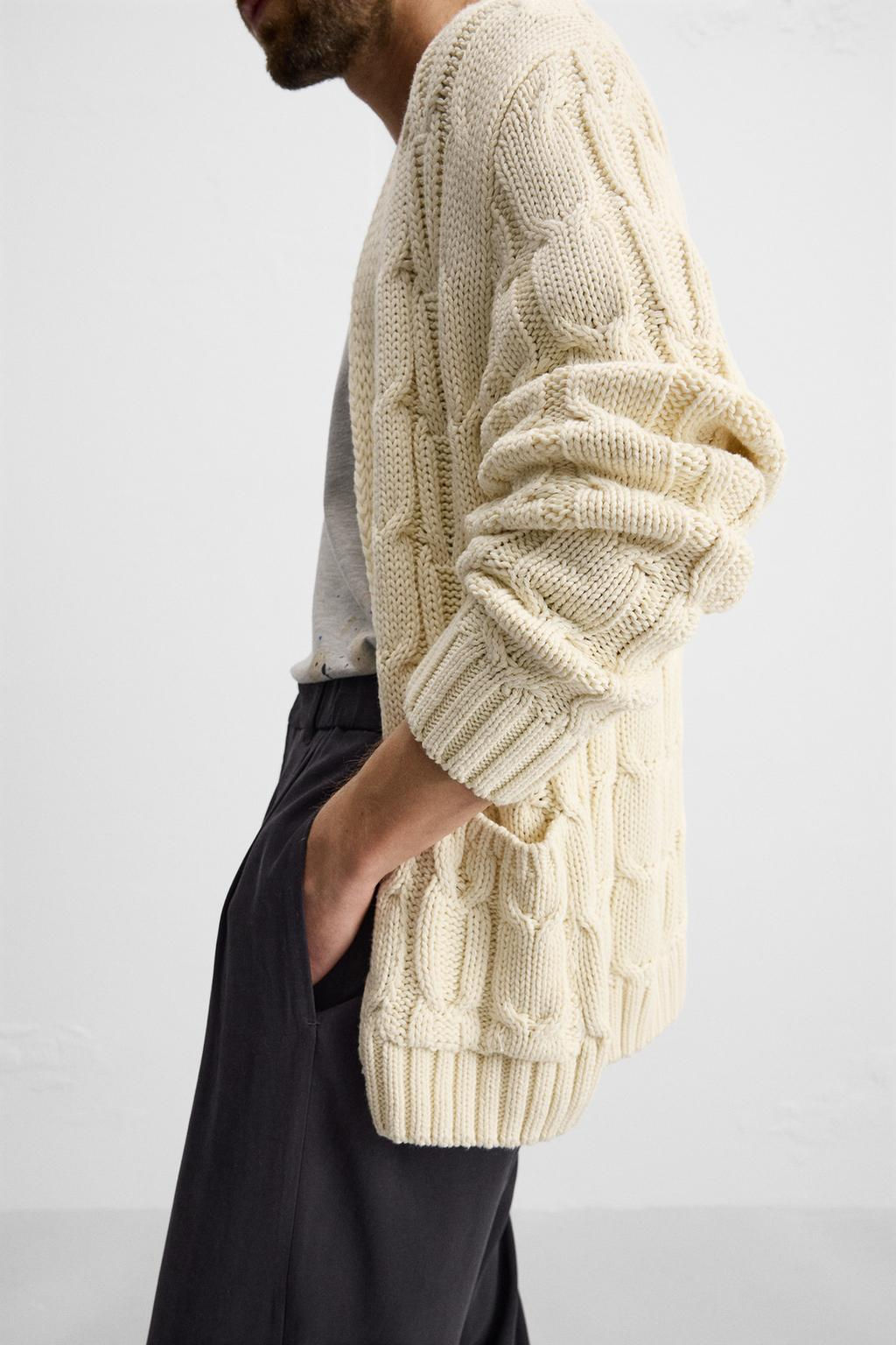 TEXTURED CABLE-KNIT CARDIGAN - Zara фото 6