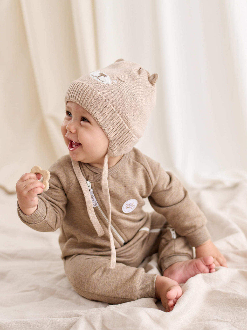 Шапка хлопковая на подкладе Мишка 0+ - Bungly фото 4