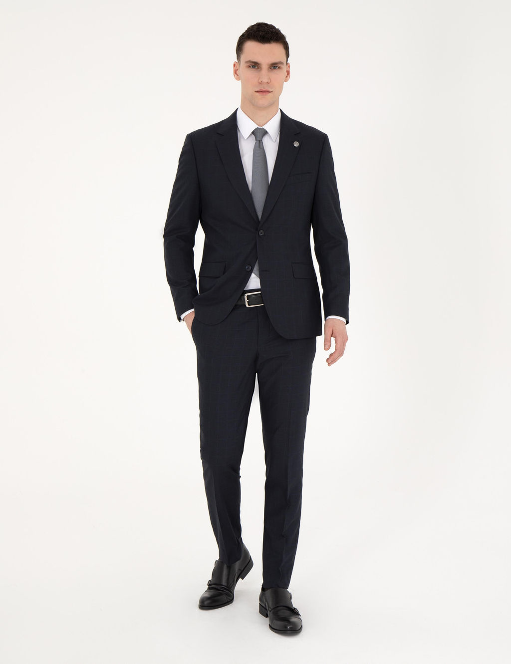 Lacivert Slim Fit Tak_m Elbise