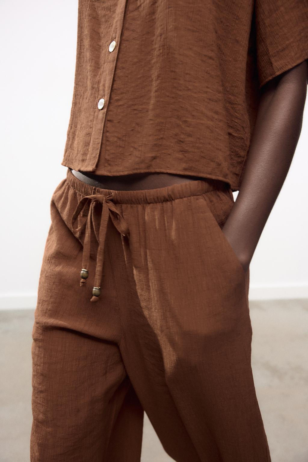 WIDE-LEG TROUSERS WITH ELASTIC WAISTBAND - Zara фото 10