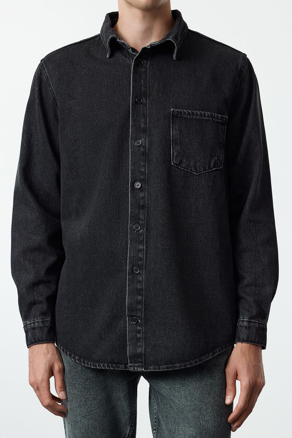 TRENDYOL MAN Antrasit %100 Pamuk Regular Fit Denim Kot Gomlek Ceket TMNAW25CE00001 - Trendyolmilla фото 10
