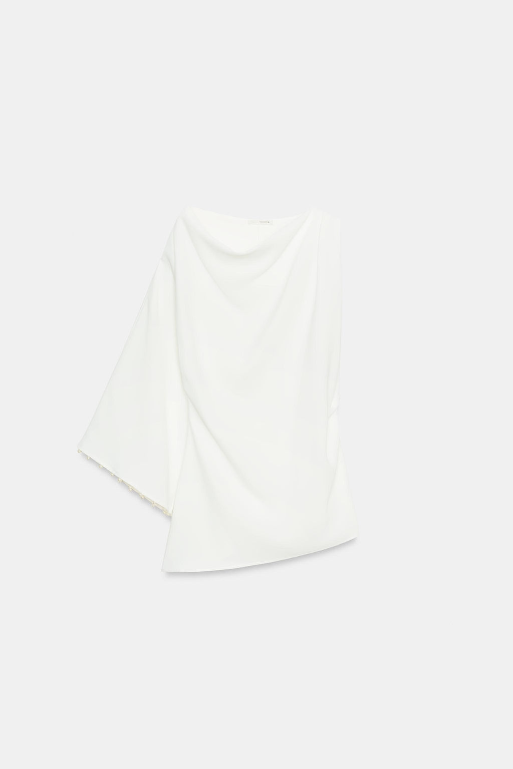 BLUSA T?NICA ASIM?TRICA PERLAS / Blanco roto - Zara фото 5
