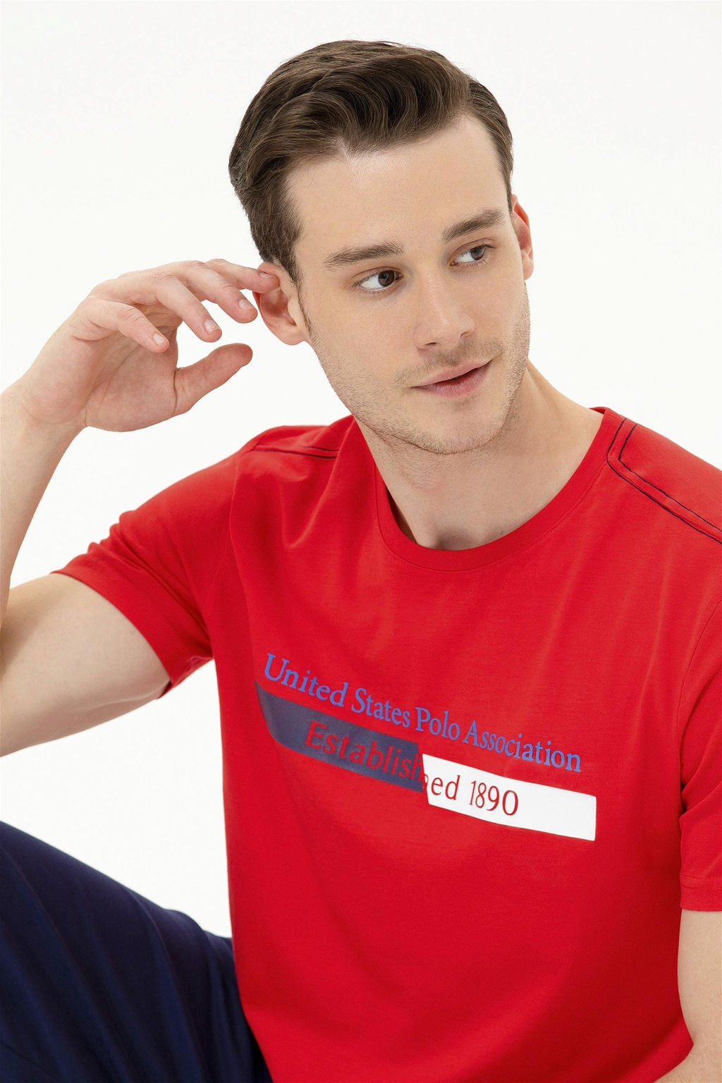 Мужская красная футболка с круглым вырезом - U.s. polo assn фото 8