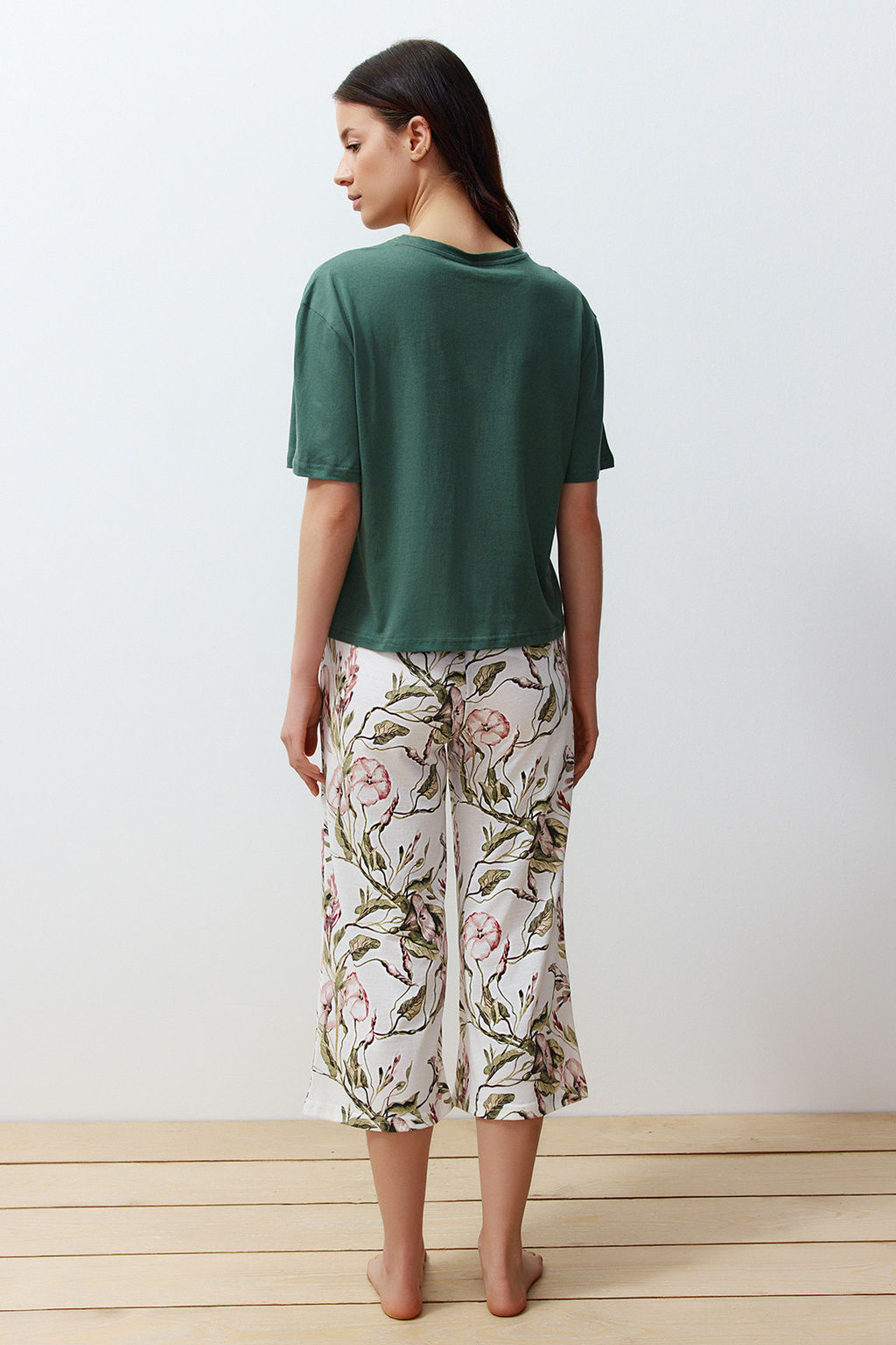 Trendyolmilla Lacivert Cicekli Kapri Orme Pijama Tak?m? THMSS24PT00216  фото 11