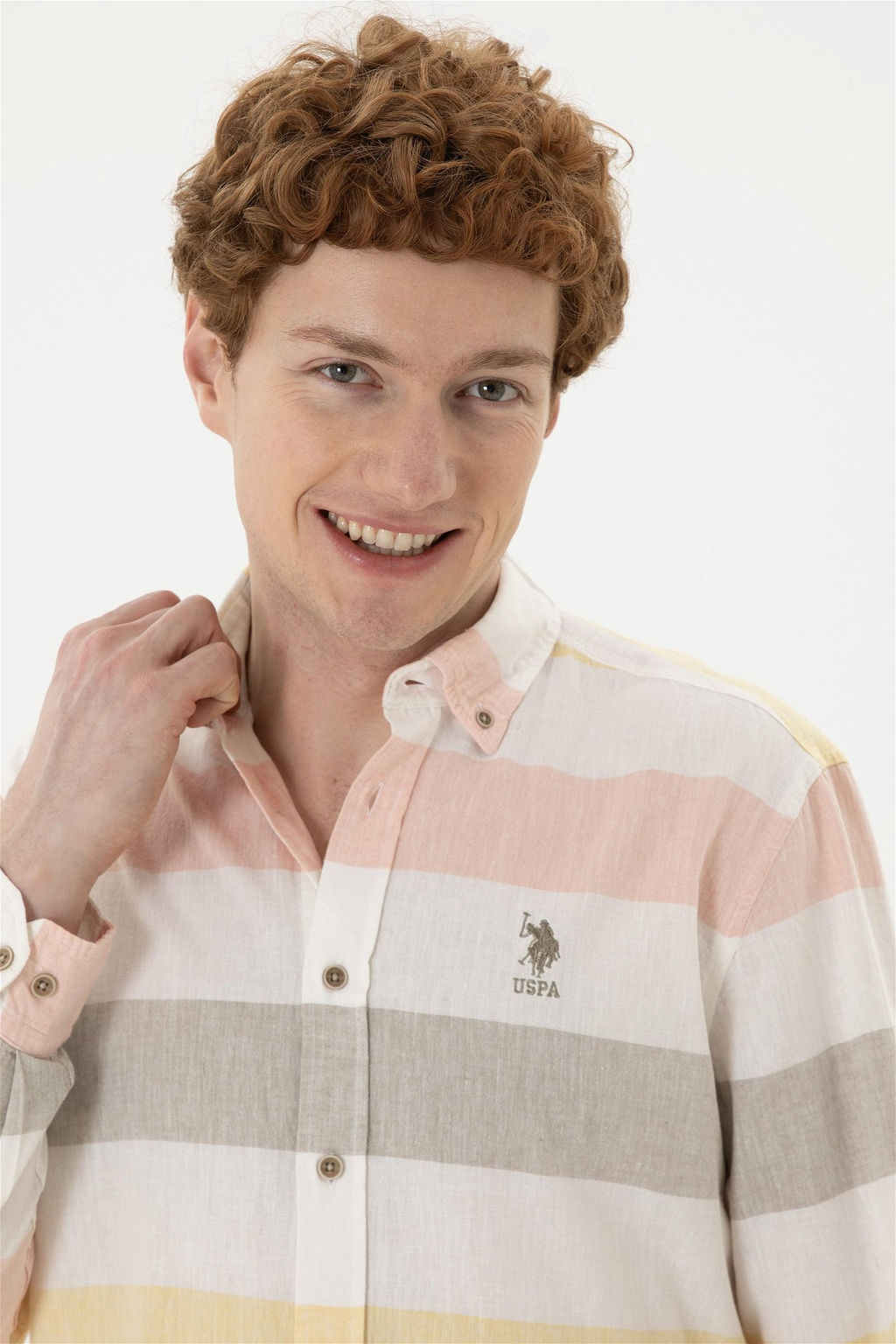 Мужская рубашка цвета хаки с длинным рукавом - U.s. polo assn фото 2