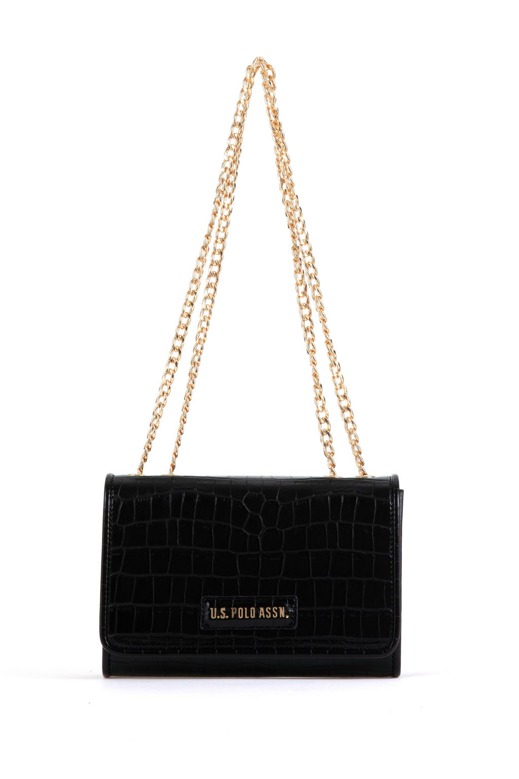 Женская черная сумочка из крокодиловой кожи - U.s. polo assn фото 6