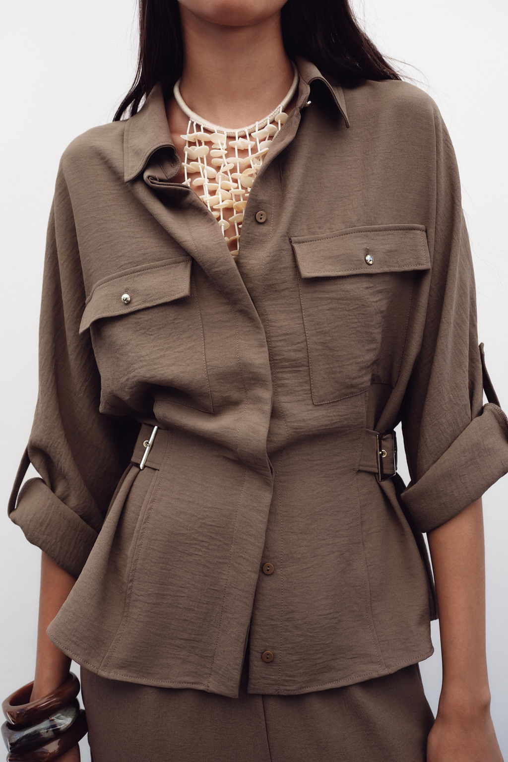 SAFARI SHIRT WITH SIDE BUCKLES - Zara фото 13
