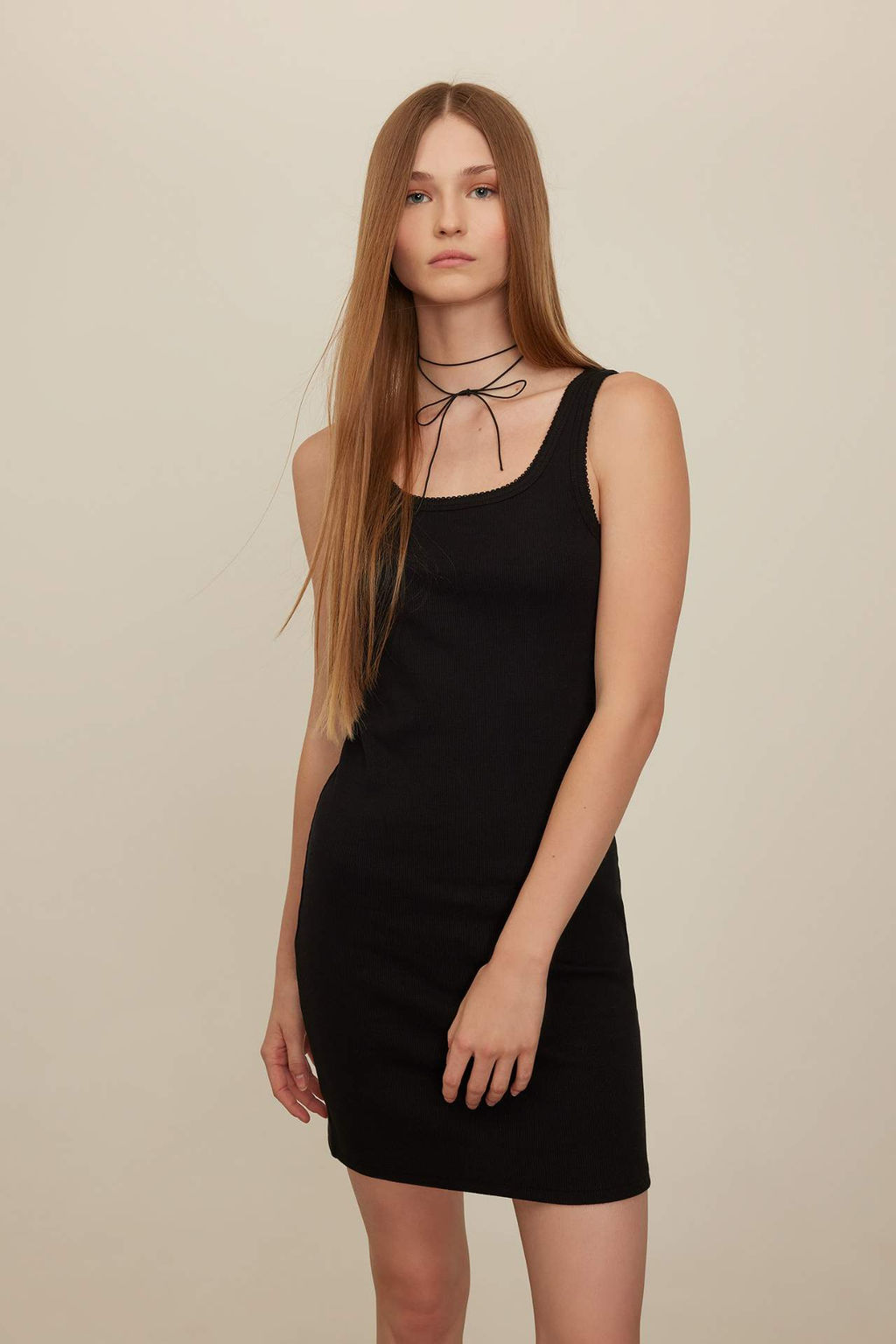 Coool Bodycon Vucudu Saran Basic Duz Fitilli Kaskorse Kolsuz Mini Elbise - Defacto фото 2