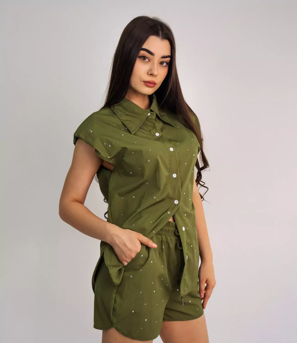 Костюм #КТ403, оливковый