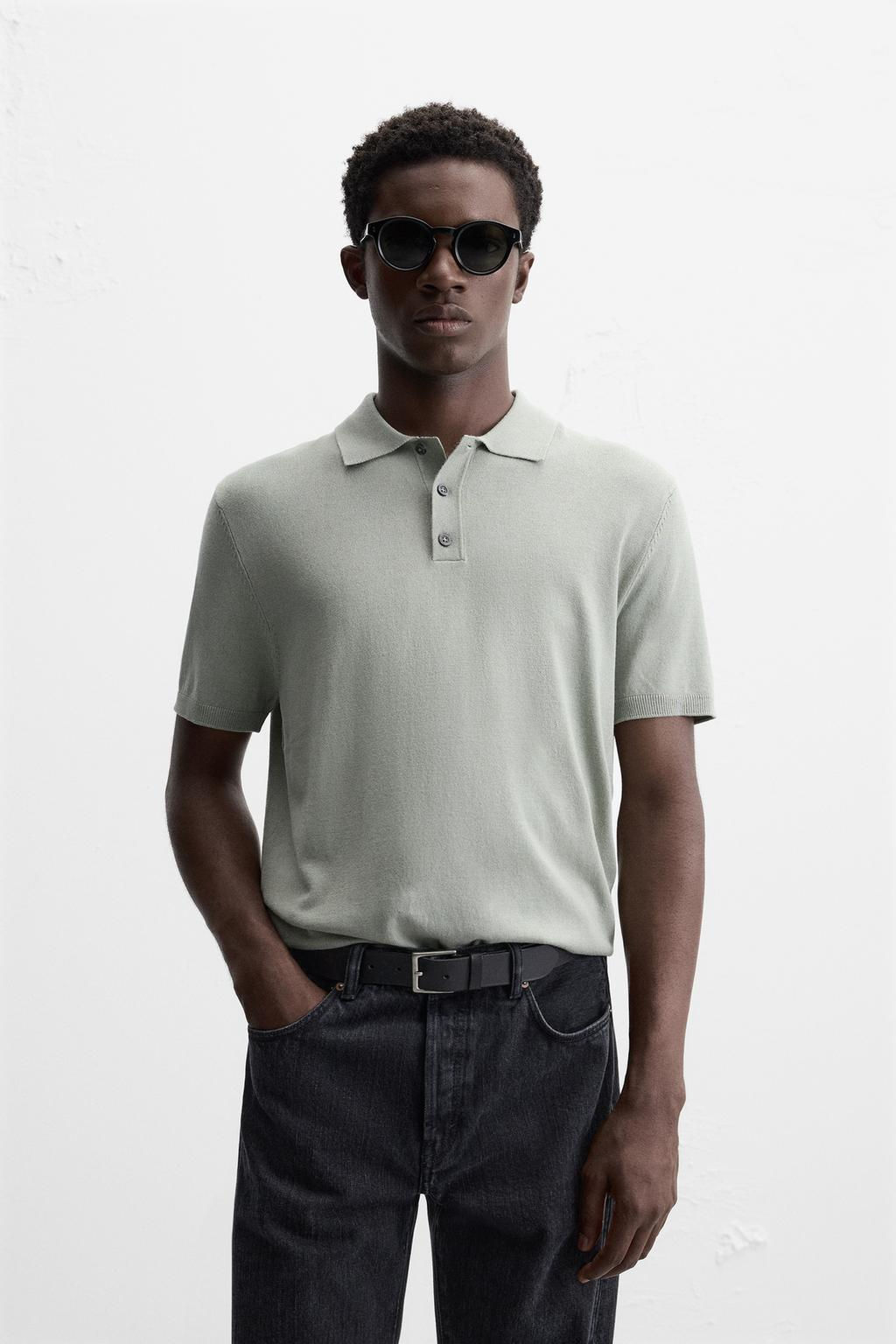 VISCOSE BLEND KNIT POLO SHIRT - Zara фото 34